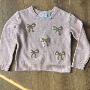 EUC The children’s place size 4T Pink Sweater with Gold Bow Accents
